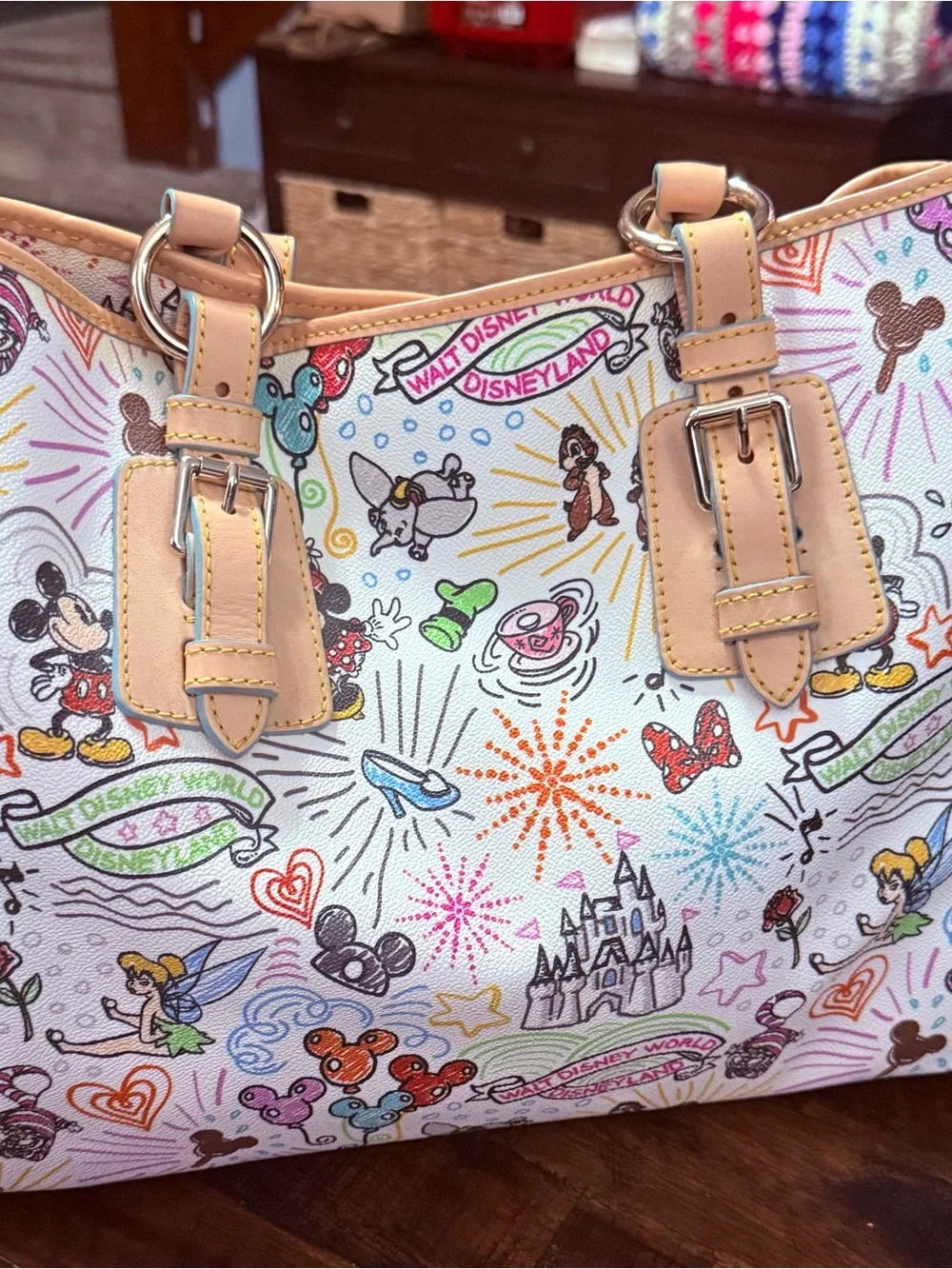 Dooney & Bourke White Multicolor Disney Sketch Tote